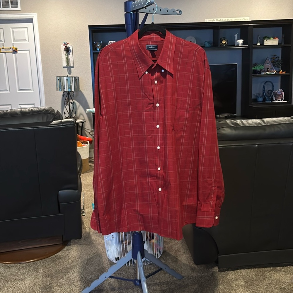 Dockers burgundy, checkered, button-down, long sleeve dress shirt. XXL
